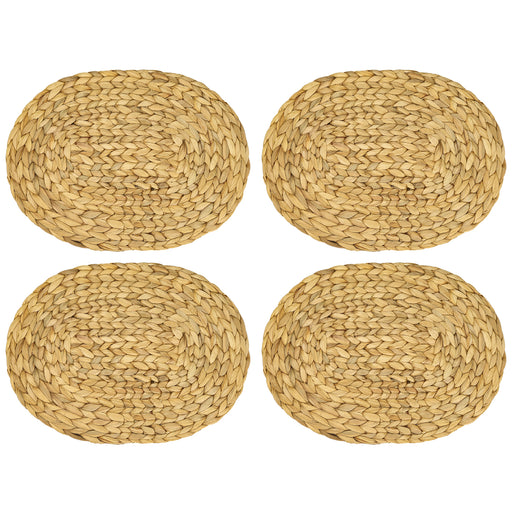 Ovales Tischset geflochten aus Wasserhyazinthe als 4er Set von HMF 40 x 30 cm