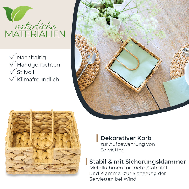 Serviettenhalter von HMF geflochten aus Wasserhyazinthe 19 x 19 x 8 cm