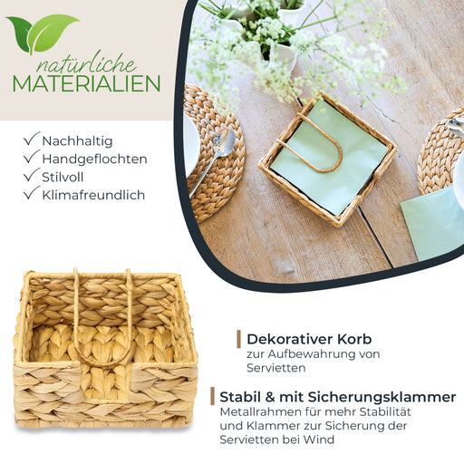Serviettenhalter von HMF geflochten aus Wasserhyazinthe 19 x 19 x 8 cm