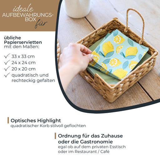 Serviettenhalter von HMF geflochten aus Wasserhyazinthe 19 x 19 x 8 cm