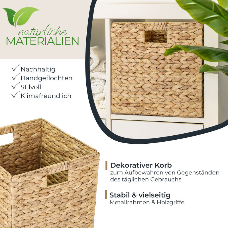 Aufbewahrungskorb Korb geflochten aus Wasserhyazinthe Seegras passend für Kallax HMF 37240 32 x 34.5 x 32 cm