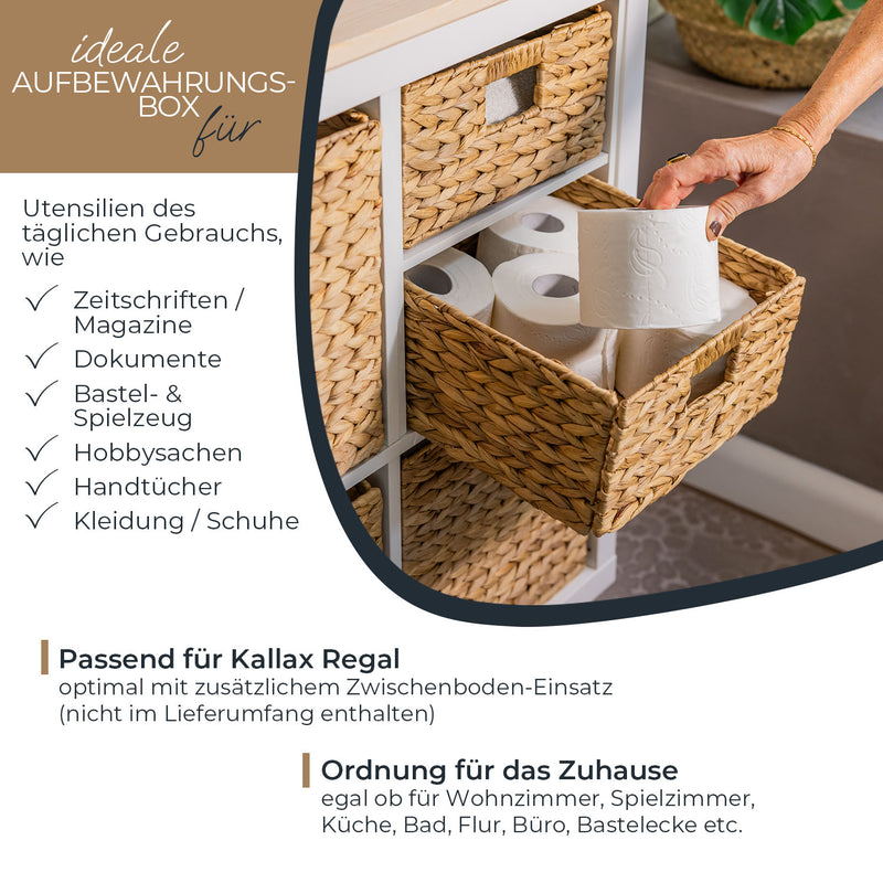 Aufbewahrungskorb geflochten aus Wasserhyazinthe Seegras 2er Set passend für Kallax HMF 37243-S2 30 x 34 x 15 cm