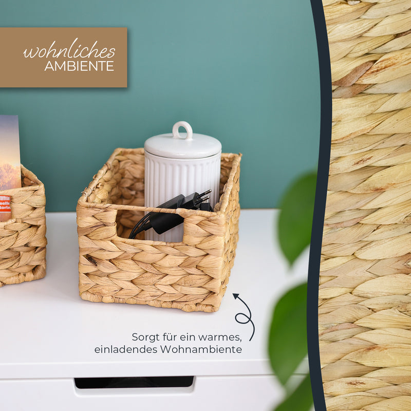 Aufbewahrungskorb faltbarer Korb geflochten aus Wasserhyazinthe Seegras 4er Set HMF 372410-S4-S Größe S