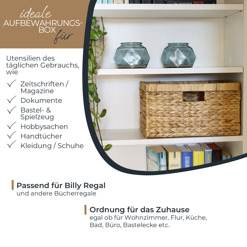 Aufbewahrungskorb geflochten aus Wasserhyazinthe passend für Billy Regal HMF 37249