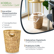 Papierkorb rund aus Wasserhyazinthe fürs Büro von HMF