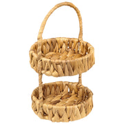 HMF Etagere mit 2 Etagen geflochten aus Wasserhyazinthe für Küche Badezimmer und Wohnbereich 30 x 17 x 17 cm in Natur