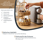 HMF Etagere mit 2 Etagen geflochten aus Wasserhyazinthe für Küche Badezimmer und Wohnbereich 30 x 17 x 17 cm in Natur