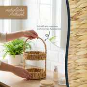 HMF Etagere mit 2 Etagen geflochten aus Wasserhyazinthe für Küche Badezimmer und Wohnbereich 30 x 17 x 17 cm in Natur