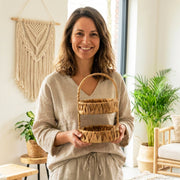 HMF Etagere mit 2 Etagen geflochten aus Wasserhyazinthe für Küche Badezimmer und Wohnbereich 30 x 17 x 17 cm in Natur