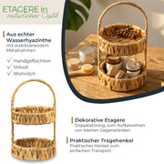 HMF Etagere mit 2 Etagen geflochten aus Wasserhyazinthe für Küche Badezimmer und Wohnbereich 30 x 17 x 17 cm in Natur
