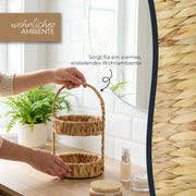 HMF Etagere mit 2 Etagen geflochten aus Wasserhyazinthe für Küche Badezimmer und Wohnbereich 30 x 17 x 17 cm in Natur