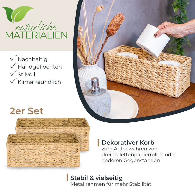 Aufbewahrungskorb Badezimmer aus Wasserhyazinthe 38 cm von HMF 2 Stück