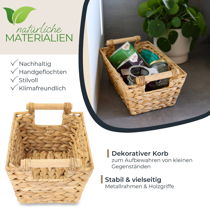 Flechtkorb aus Wasserhyazinthe mit Griffen 30 cm von HMF