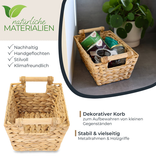 Flechtkorb aus Wasserhyazinthe mit Griffen 30 cm von HMF