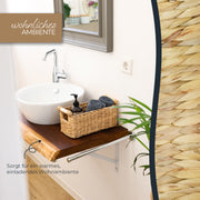 HMF 37279-30CM Aufbewahrungskorb Badezimmer, Korb geflochten aus Wasserhyazinthe mit Holzgriffen