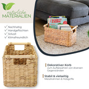 HMF 37279-37CM Aufbewahrungskorb Badezimmer, Korb geflochten aus Wasserhyazinthe mit Holzgriffen