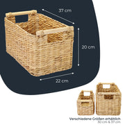 HMF 37279-37CM Aufbewahrungskorb Badezimmer, Korb geflochten aus Wasserhyazinthe mit Holzgriffen