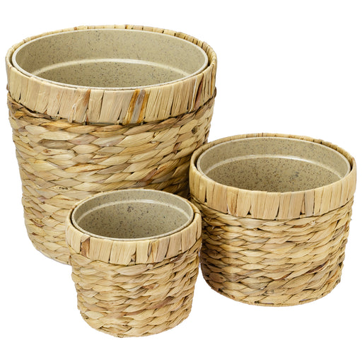 HMF 37280-14CM+19CM+25CM Blumentopf rund geflochten 14+19 + 25 cm Durchmesser, 2er Set