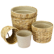 HMF 37280-14CM+19CM+25CM Nachhaltiger Blumentopf rund geflochten aus nachwachsenden Rohstoffen 3er Set 14 cm + 19 cm + 25 cm Durchmesser