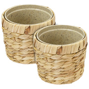 HMF 37280-14CM-S2 Nachhaltiger Blumentopf rund geflochten aus nachwachsenden Rohstoffen 2er Set 14 cm Durchmesser