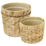 HMF 37280-19CM+25CM Blumentopf rund geflochten 19 + 25 cm Durchmesser, 2er Set