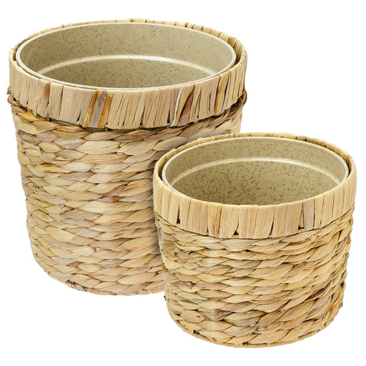 HMF 37280-19CM+25CM Blumentopf rund geflochten 19 + 25 cm Durchmesser, 2er Set