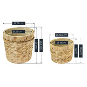 HMF 37280-19CM+25CM Nachhaltiger Blumentopf rund geflochten aus nachwachsenden Rohstoffen 2er Set, 19 cm + 25 cm Durchmesser