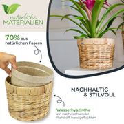 HMF 37280-19CM Nachhaltiger Blumentopf rund geflochten aus nachwachsenden Rohstoffen 19 cm Durchmesser