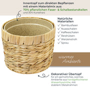 HMF 37280-19CM+25CM Blumentopf rund geflochten 19 + 25 cm Durchmesser, 2er Set
