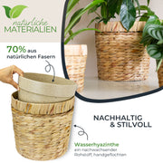 HMF 37280-25CM-S2 Nachhaltiger Blumentopf rund geflochten aus nachwachsenden Rohstoffen 2er Set 25 cm Durchmesser