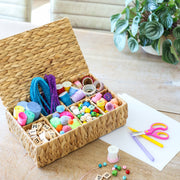 Eckige Teebox von HMF mit 8 Fächern, geflochten aus Wasserhyazinthe, in der Größe 33 x 21 x 10 cm