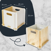 Zusammensteckbare Holzbox 25 cm weiß Aufbewahrungsbox für Bücherregale mit einer Tiefe von 25 cm 4 Stück