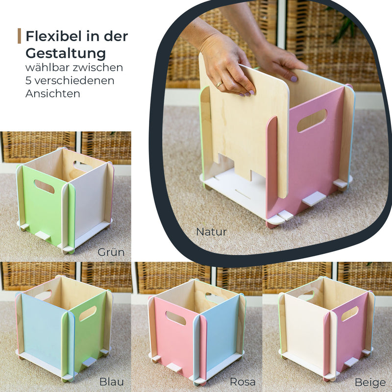 Zusammensteckbare Holzbox 25 cm Mehrfarbig Aufbewahrungsbox für Bücherregale mit einer Tiefe von 25 cm 4 Stück
