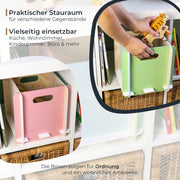 Zusammensteckbare Holzbox 25 cm Mehrfarbig Aufbewahrungsbox für Bücherregale mit einer Tiefe von 25 cm 4 Stück
