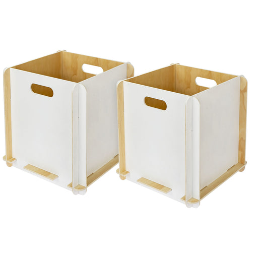 Zusammensteckbare Holzbox 32 cm Weiß Aufbewahrungsbox passend für Kallax und Expedit 2 Stück