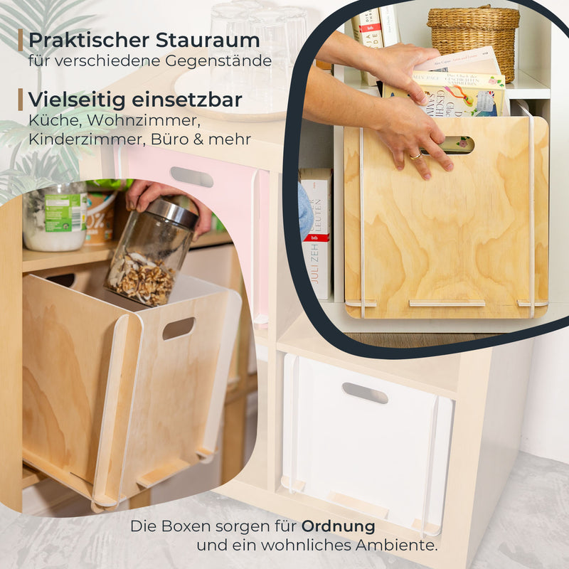 Zusammensteckbare Holzbox 32 cm Weiß Aufbewahrungsbox passend für Kallax und Expedit 2 Stück