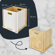 Zusammensteckbare Holzbox 32 cm Weiß Aufbewahrungsbox passend für Kallax und Expedit 4 Stück