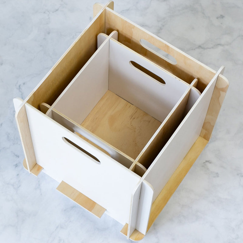 Zusammensteckbare Holzbox 32 cm Weiß Aufbewahrungsbox passend für Kallax und Expedit 4 Stück