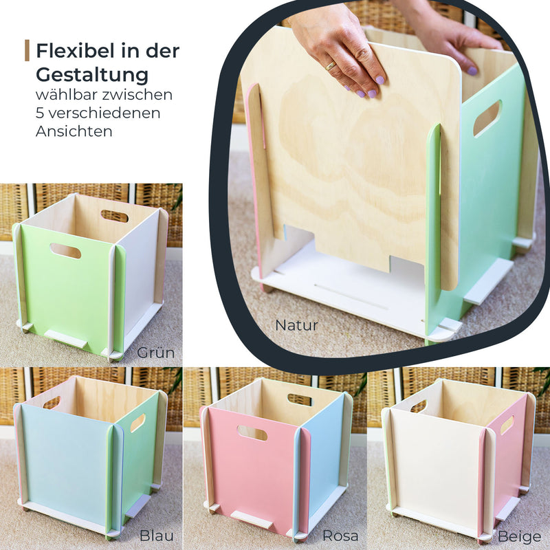 Zusammensteckbare Holzbox 32 cm Mehrfarbig Aufbewahrungsbox passend für Kallax und Expedit