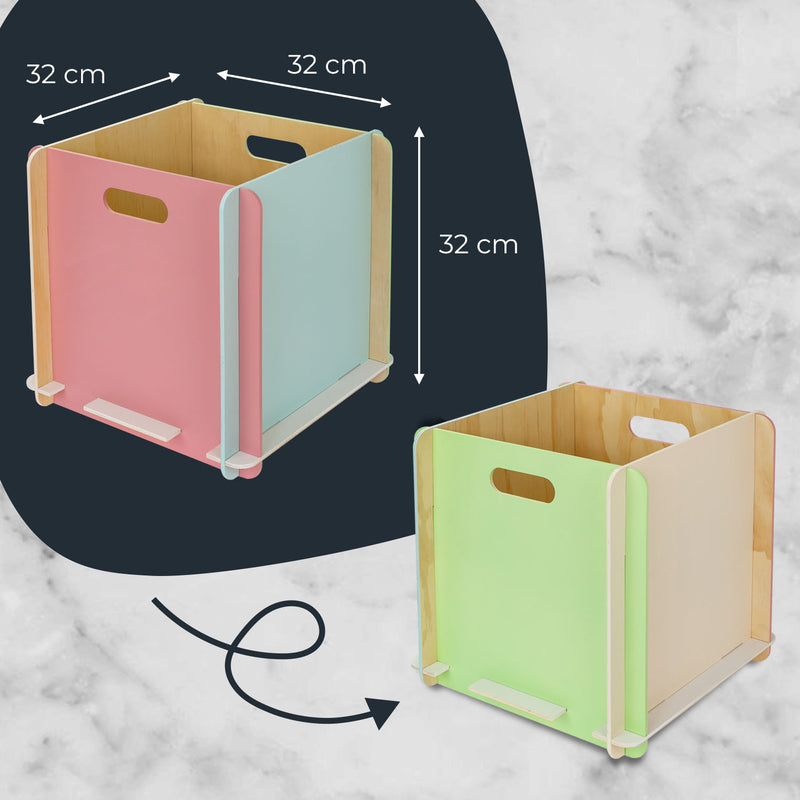 Zusammensteckbare Holzbox 32 cm Mehrfarbig Aufbewahrungsbox passend für Kallax und Expedit 2 Stück