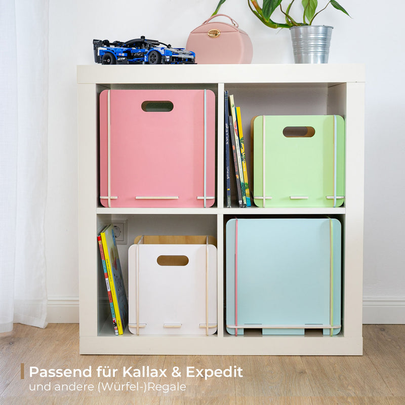 Zusammensteckbare Holzbox 32 cm Mehrfarbig Aufbewahrungsbox passend für Kallax und Expedit 2 Stück