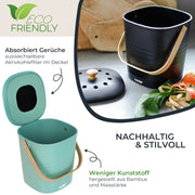 Geruchsdichter und nachhaltiger Biomülleimer von HMF für 3 Liter in Grün