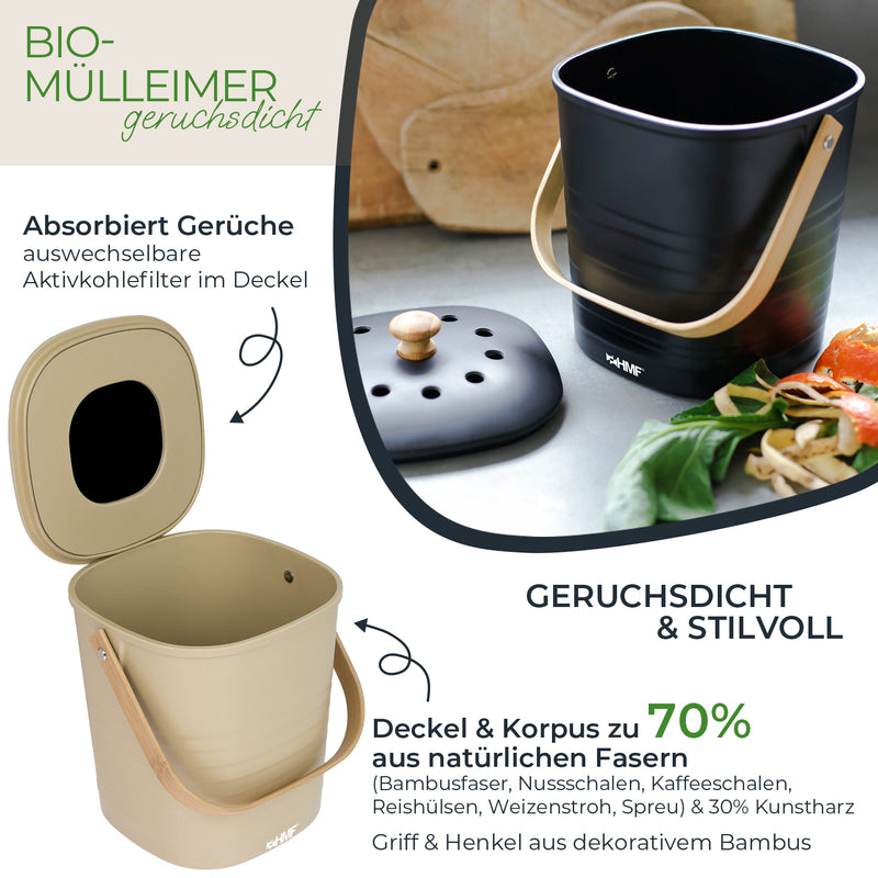 Biomülleimer, geruchsdicht, verschiedene Farben und Größen, HMF 3780