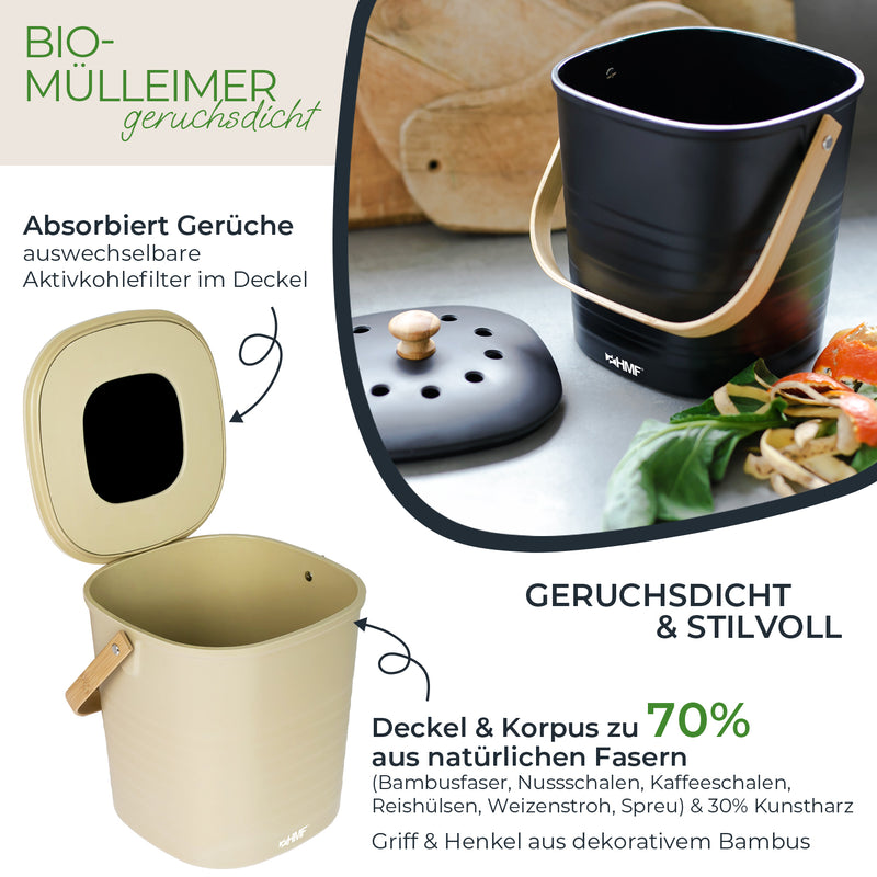 Biomülleimer, geruchsdicht, verschiedene Farben und Größen, HMF 3780