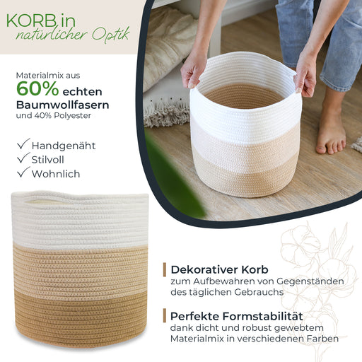 Stoffkorb mit versteckten Griffen aus Baumwolle 31 x 31 cm passend für Kallax