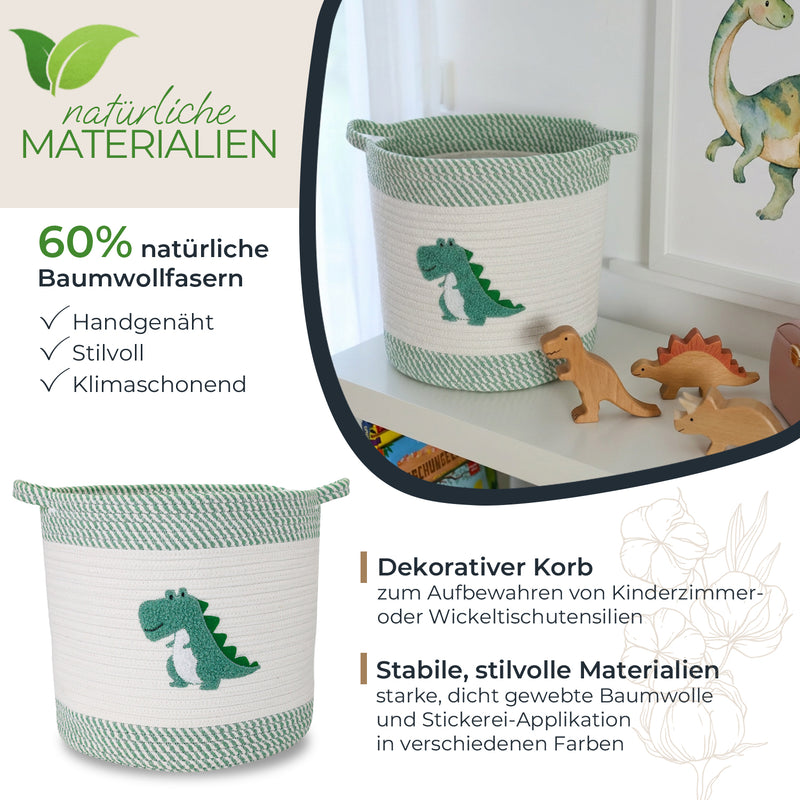 Aufbewahrungskorb aus Baumwolle, Dinosaurier, HMF 39020-30CM-DIN, 30,5 x 30,5 cm