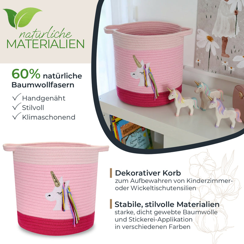 Aufbewahrungskorb aus Baumwolle, Einhorn, HMF 39020-30CM-EIN, 30,5 x 30,5 cm