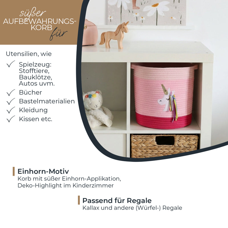 Aufbewahrungskorb aus Baumwolle, Einhorn, HMF 39020-30CM-EIN, 30,5 x 30,5 cm