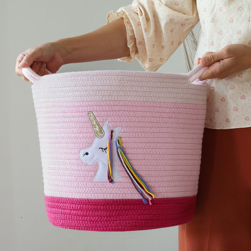 Aufbewahrungskorb aus Baumwolle, Einhorn, HMF 39020-30CM-EIN, 30,5 x 30,5 cm