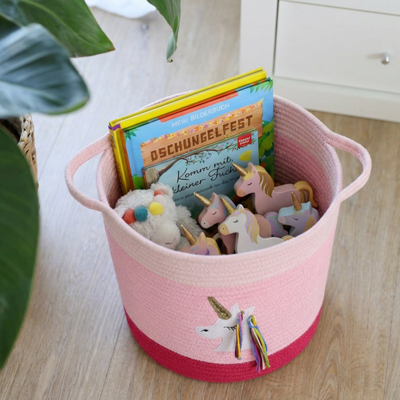 Aufbewahrungskorb aus Baumwolle, Einhorn, HMF 39020-30CM-EIN, 30,5 x 30,5 cm